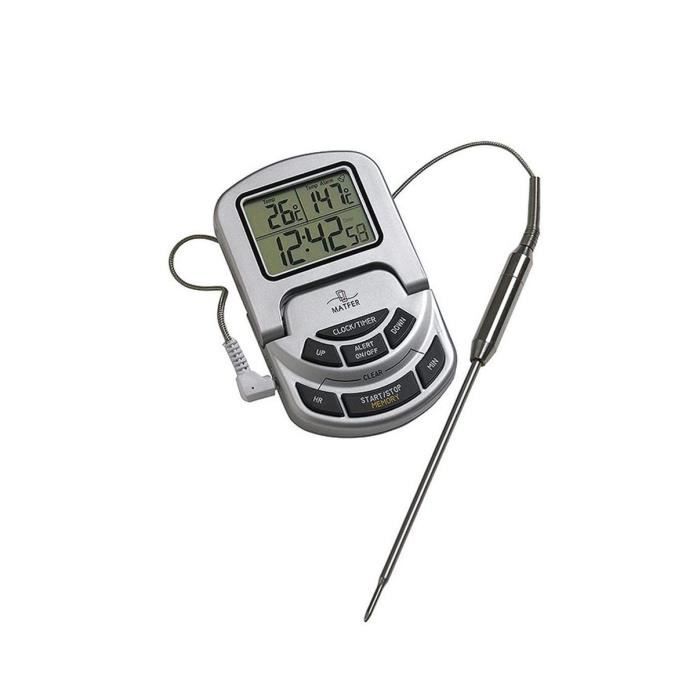 Thermomètre Numérique Avec Sonde Pour Cuisson Au Four - Résistant Jusqu'à  250°C - Fonction Alarme De Température Et Minuterie - Cdiscount Maison