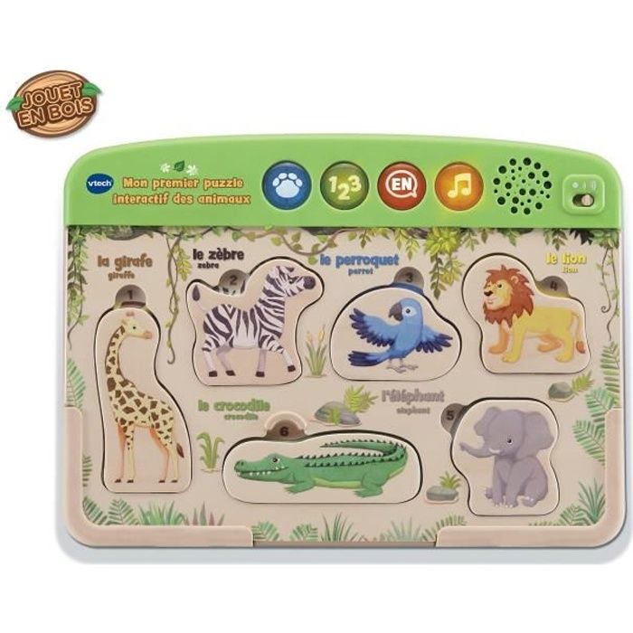 Jouet en bois interactif - VTECH - Mon Premier Puzzle des Animaux - FSC®