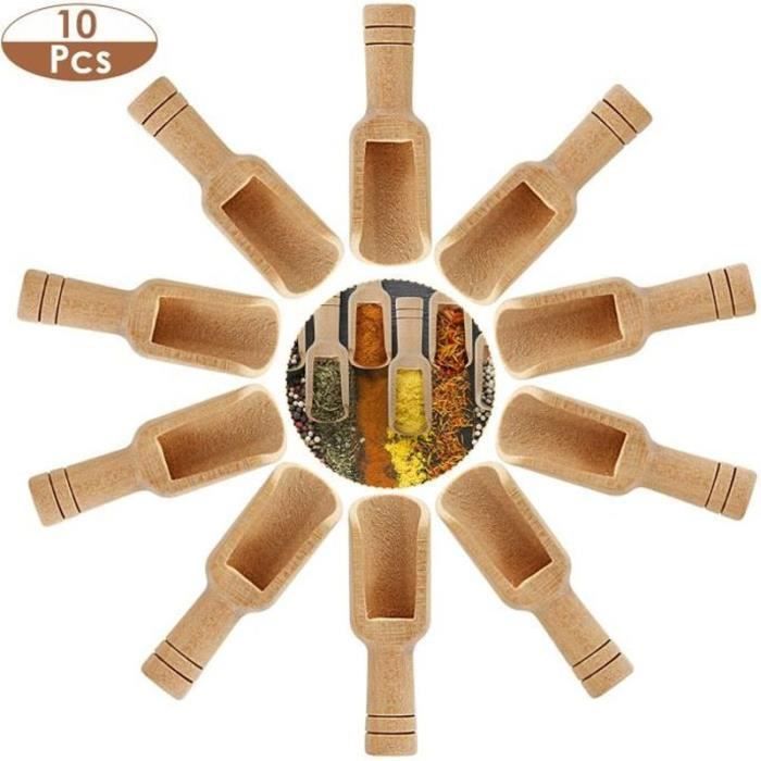 Lot De 10 Mini Cuillères En Bois - Pour Sel, Épices, Lessive, Décoration