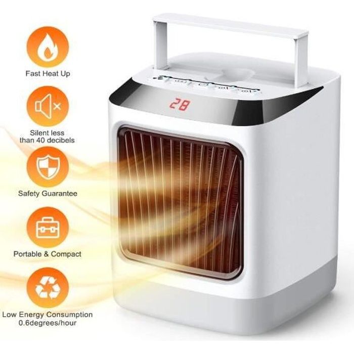 Radiateur Soufflant, 800W Chauffage D'appoint Economique Silencieux, Electrique Mini Radiateur Soufflant Portatif, Chauffage So A257 - Bricolage