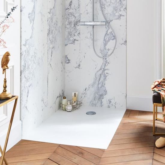 Receveur de douche extraplat Jacob Delafon IPSO 120x90 cm Blanc Mat Texture Pierre