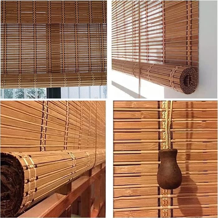 Store Bambou Enrouleur Sh000ad - 40x120cm, Naturel, Pour Balcon/Jardin - Protection Solaire Et Intimité