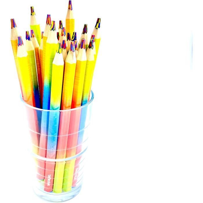 Lot De 12 Crayons De Couleur Arc-en-Ciel Jumbo – Mine 5 Mm, Bois HB, Multicolores – Cadeau Créatif Enfants Et Adultes, Dessin Et DIY
