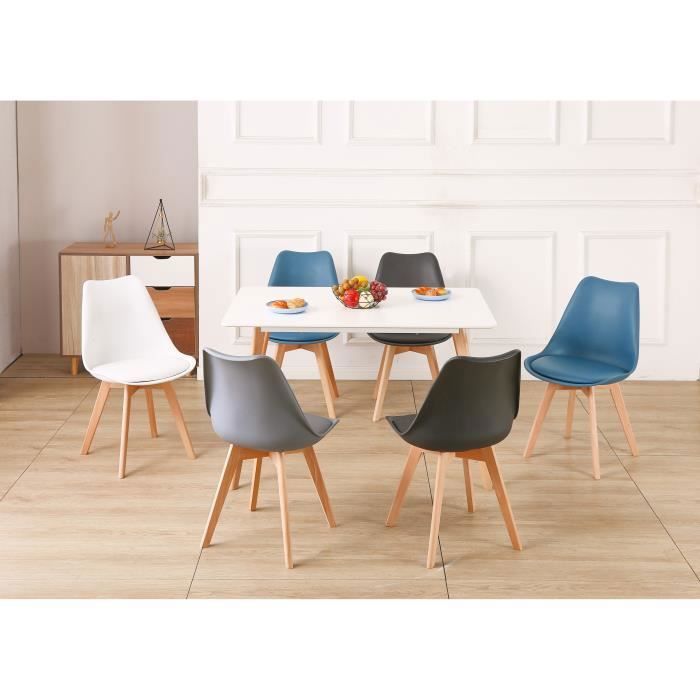 Lot De 6 Chaises De Salle à Manger – HWC-O77 – Tissu Chenille Gris-bleu – Pivotantes – Neuves