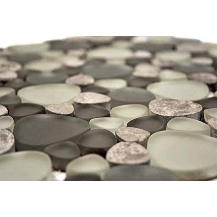 Mosaïque Pâte De Verre Hexagone 3D Anthracite Argent - 260x300mm