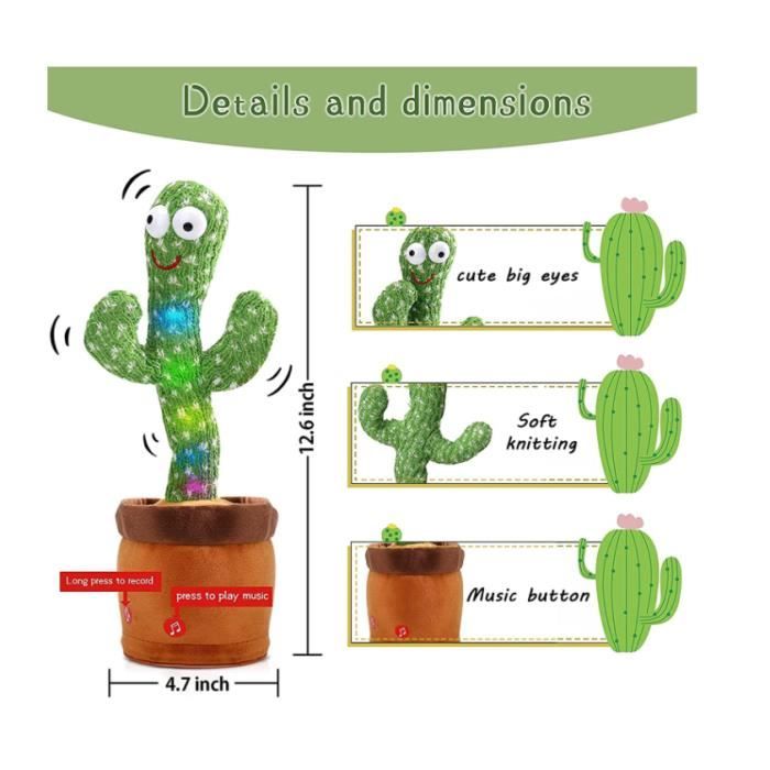 SHOP-STORY - Peluche en forme de Cactus qui danse, parle et enregistre