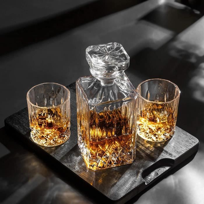 7 Pièces Carafe Whisky, Décanter Cristal, 750ml Bouteille avec 6x 300ml  Verre à Whiskey - La cave Cdiscount