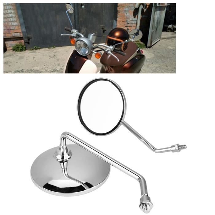 TKSE Lot De 2 Rétroviseurs Moto Ronds - Miroirs Latéraux Réglables En Aluminium Noir, Réfléchissants Et Durables Pour Harley