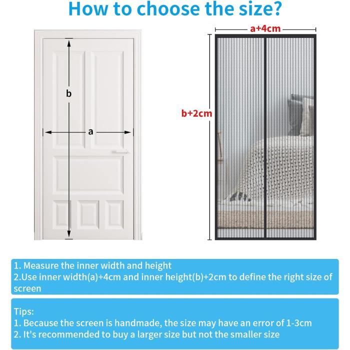Noir 235x200cm Moustiquaire Magnétique Pour Porte Et Fenêtre