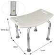 HUA. Chaise de douche - Siège de tabouret réglable pour personnes âgées - 51*39*60.5cm-2