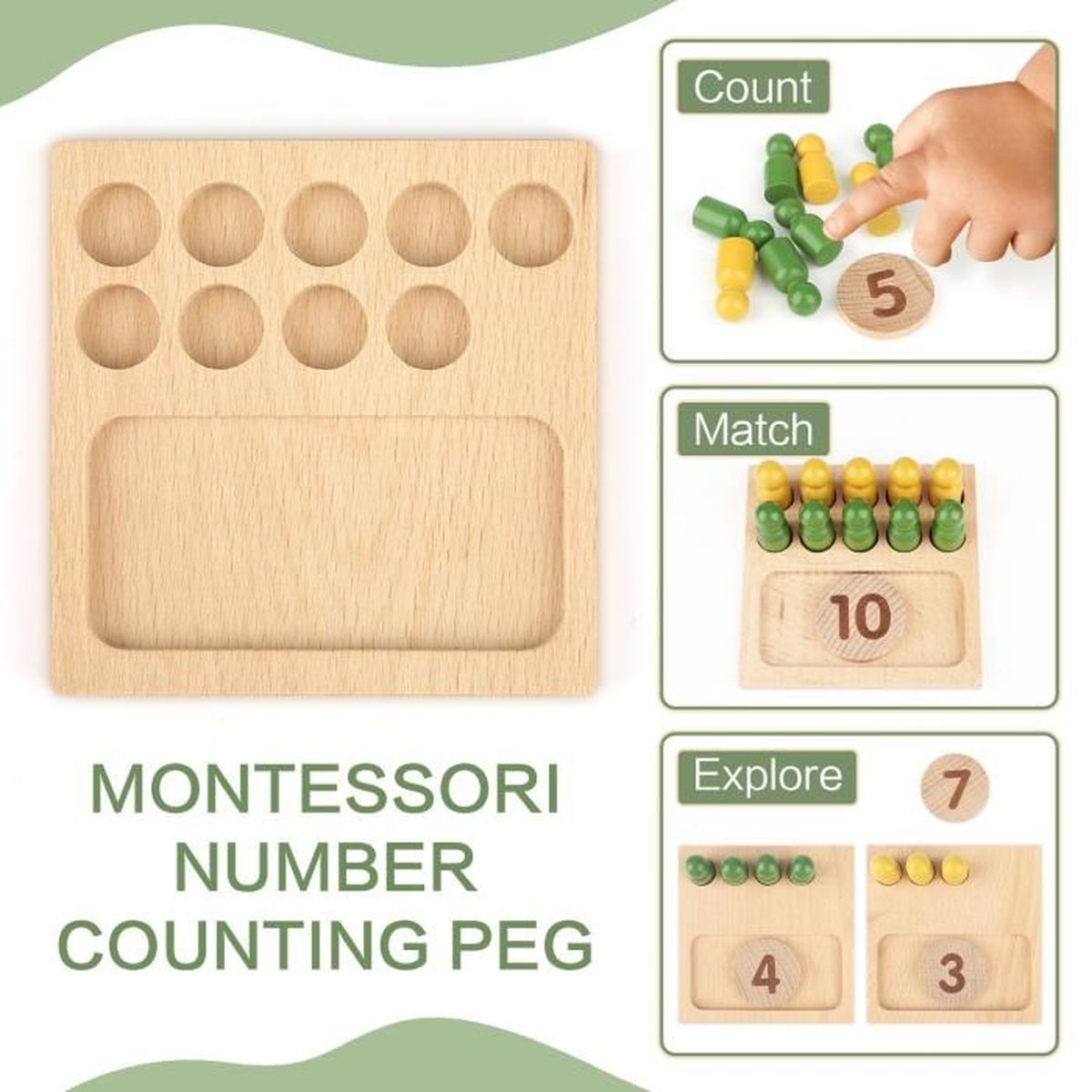 Lets Joy Jouets Montessori pour Les Tout-Petits de 1 2 3 Ans, Jouet  Montessori Enfant Bois à Empiler et de Tri, Reconnaissance des  Couleurs,Puzzles à