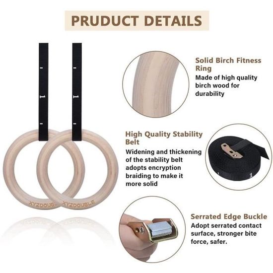 Anneaux De Gymnastique Gorilla Sports - Support 200kg, Réglables, Pour Musculation Au Poids Du Corps