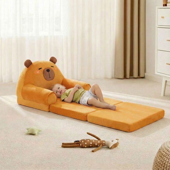Canapé Pliant Pour Enfants Fusée Spatiale - Canapé-Lit Convertible 2 En 1 Confortable Et Stable Avec Pochette