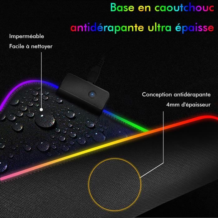 Nouveau grand tapis de souris d'ordinateur couleur LED carte du
