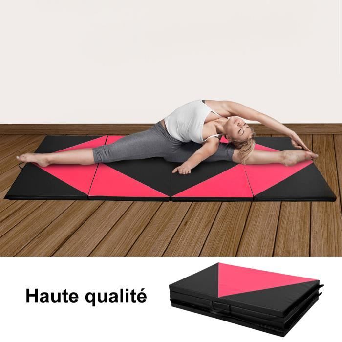 Tapis de Gymnastique Pliable - 240 x 117 x 5 cm - Tapis d'Exercice Épais -  2 Poignées et 4 Velcro - Fitness Yoga Sport - Costway