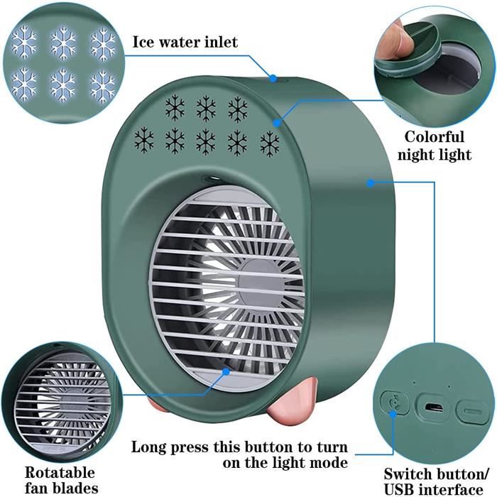 Ventilateur de table rechargeable USB - AUTREMENT - Refroidisseur d'air portable - Fonction
