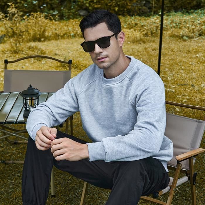 Sweat Homme col ras du cou en tissu Fleece Sweatshirt Homme Gris
