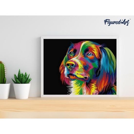 Peinture Par Numéros Chien – Toile Animaux – Kit DIY Adulte – Déco Murale Salon Ou Toilettes