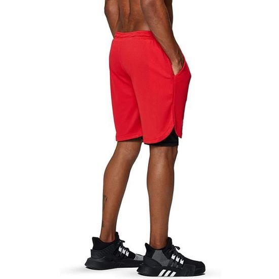 Shorts de Course 2 en 1 Sport Séchage Rapide avec Short de Course Séchage Rapide Pantalon Court Leggings de Sport avec Poche Base Layer Stretch pour Fitness