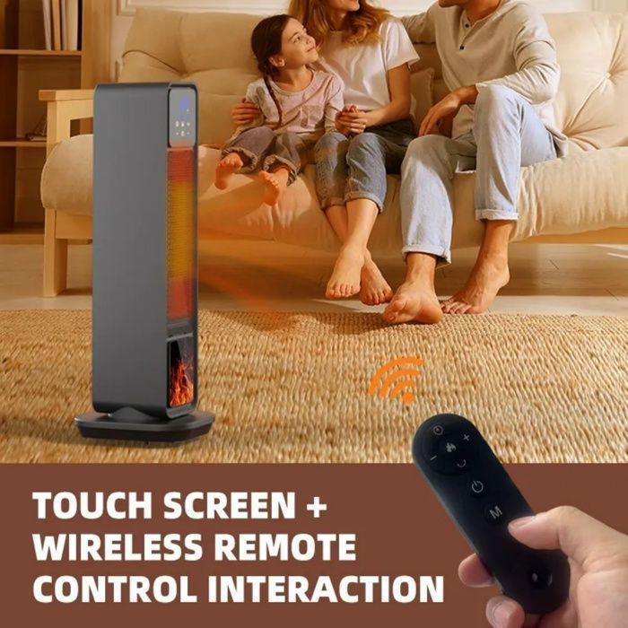 Chauffage D’Appoint 2200W Avec Oscillation 180° - Radiateur Électrique Avec Flamme Décorative