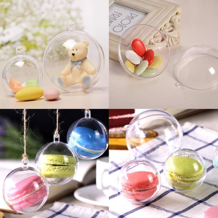 Lot De 20 Boules De Noël En Acrylique Transparent 8 Cm - Remplissables Pour Décoration Arbre, Mariage Et Fêtes
