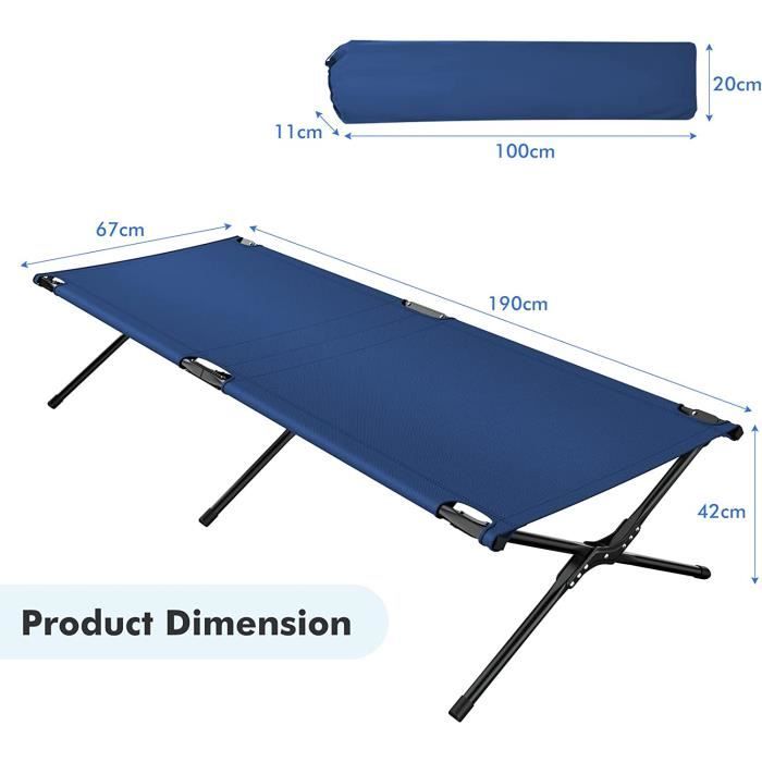Lit De Camping Pliable Extra Large Lit Militaire Jusquà 330lbs Avec Sac De Transport Et Rangement G 601099577657332
