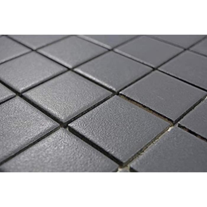Carrelage Mosaïque Antidérapant Noir Et Blanc Mat - 10 Tapis De 330x302 Mm - Idéal Pour Salle De Bain, Cuisine