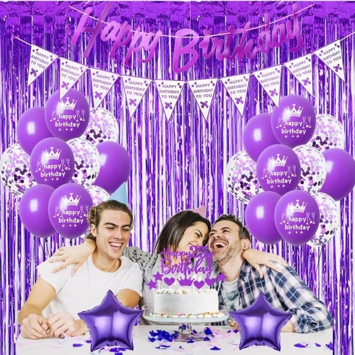 Déco Anniv 60 Ans Thème Violet - Ballons, Banderole Et Accessoires Pour Fête