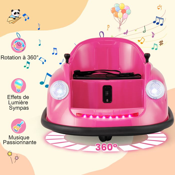 GOPLUS – Voiture électrique Enfance 12V – Auto-tamponneuse 360°, Télécommande, LED Et Musique – 2-5 Ans – Charge 20 Kg