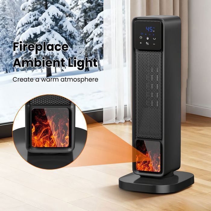 Chauffage D'appoint 2200W Avec Effet Flamme - 3 Modes, Oscillation 180°, Télécommande Et Minuterie - Pour Maison Et Bureau - 6
