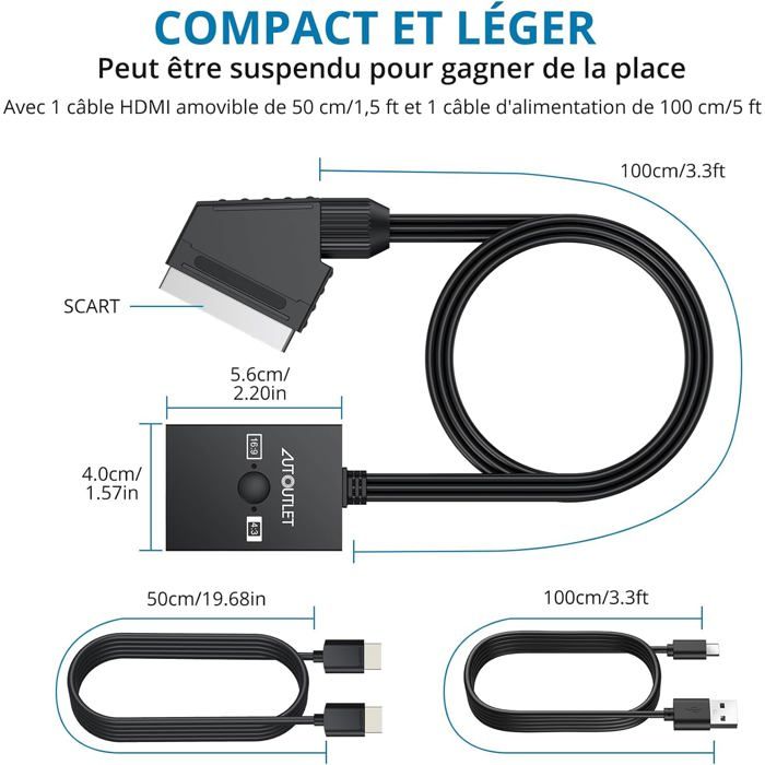 Convertisseur P ritel Vers Hdmi Adaptateur P ritel 1080P Vers Hdmi 