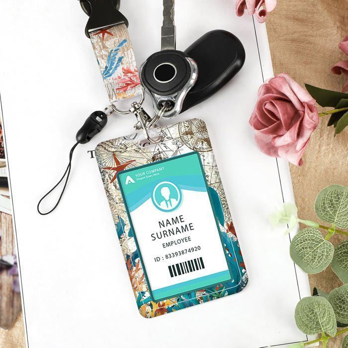 Porte Badge Tour de Cou avec 2 Pcs Porte-cartes, Porte Badge Enrouleur