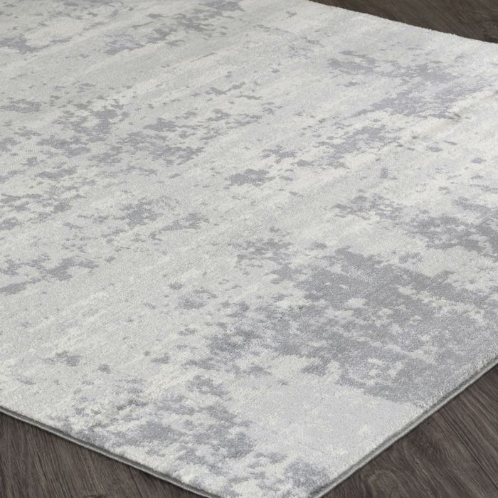 Tapis à Poils Courts Moderne Gris 80x150 Cm - Motif Abstrait 3D, En Polypropylène | Pour Salon, Chambre, Salle à Manger, Compatible Chauffage Au Sol