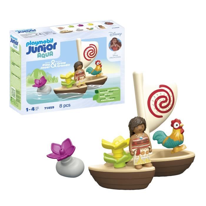 PLAYMOBIL Junior 71459 Vaiana et bateau à voile, Flotte dans l'eau