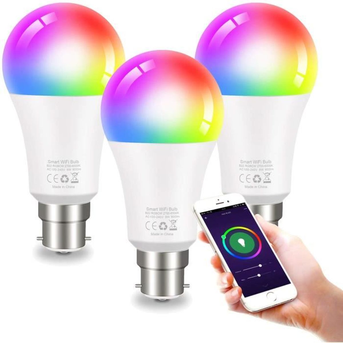 Ampoules intelligentes Alexa à 9 W B22 WiFi LED Ampoules RVB