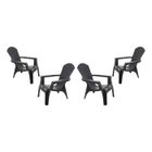 Fauteuil Adirondack résine polypropylène Wilsa Garden - Anthracite - 4 Fauteuils Adirondack