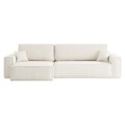 LOUNGITUDE Canapé FARAH d'angle max réversible et convertible 5 places en tissu bouclette - Blanc