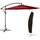 Parasol déporté HAPPY GARDEN OAHU rond 3m de diamètre rouge - Mât déporté - Polyester - Manuel