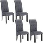 WOLTU Lot de 4 Chaises de salle à manger,Pied en Bois Massif,Assise en Lin,Gris Foncé,47 x 42 x 107cm