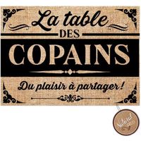 Set de table en toile de jute - LA TABLE DES COPAINS - 29,5 x 42 cm - Couleur beige et noir - Fibre naturelle