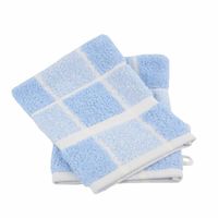 LINANDELLE - Lot de 2 gants de toilette coton bouclette Carreaux CELESTE - Bleu ciel - 15x21 cm