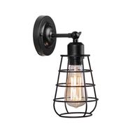 AuTech® Applique Murale Industrielle E27 Edison Rétro Noir Métal Lampe Vintage Abat-jour Cage En Fer Luminaire