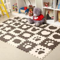 Tapis d'éveil,Tapis Puzzle en mousse pour bébé, 10 pièces, tapis de sol, antidérapant, pour Puzzle, - Type Beige Coffee-30x30cm