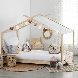 LIT BÉBÉ Lit tente en bois sans matelas Atmosphera - Beige - 90x190