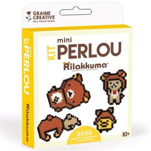 JEU DE PERLE Á REPASSER Mini Kit Perles à repasser - Rilakkuma - 4 personnages kawaii en perlou - Marron/Multicolore