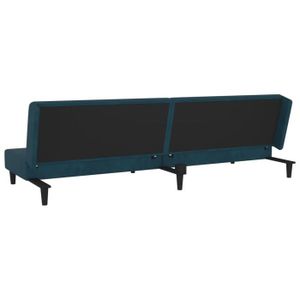 CANAPE CONVERTIBLE COE Canapé-lit à 2 places avec deux oreillers bleu