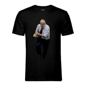 T-SHIRT T-shirt Homme Col Rond Noir Boris Johnson Rugby Premier Ministre Humour Angleterre