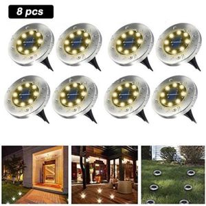 BALISE - BORNE SOLAIRE  DX10833-8Pcs Lumière Solaire Extérieur Jardin 8 LE