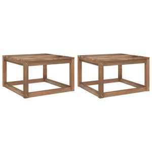 TABLE BASSE JARDIN  Ensemble de 2 tables palette de jardin en bois de pin imprégné - ZJCHAO - 60x60x36,5cm - Marron