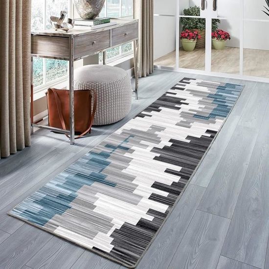 Tapis à Boucles Fines Navan - 80x200 Cm - Pour Cuisine, Couloir, Salon - Facile D'entretien